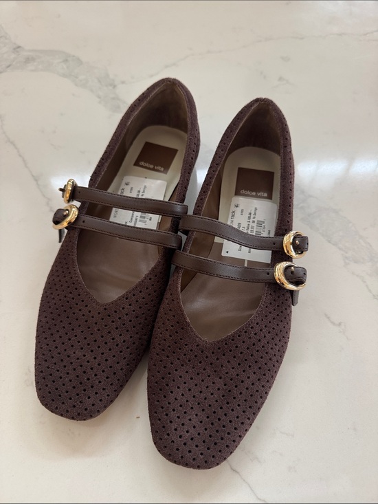 Dolce Vita Shoes - Dolce Vita Chocolate Brown Perforated Mary Jane Flats with Double Straps